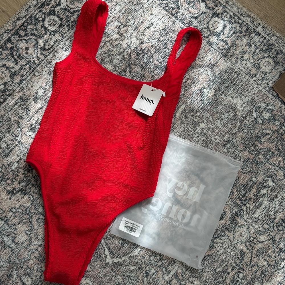 HONEY SWIM RED LUXE ONE PIECE, NEVER WORN